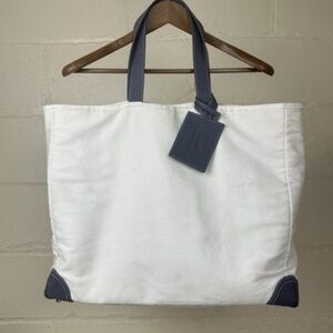 Dolce & Gabbana White Canvas Tote with Navy Details